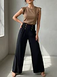 Pantalón Palazzo Mujer Negro Tiro Alto  - Miniatura 3