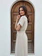 Vestido Camisero Midi Mujer Beige con Cinturón - Miniatura 3