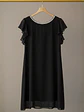 Vestido Negro Mujer de Gasa con Brillos de Fiesta - Miniatura 6