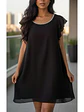 Vestido Negro Mujer de Gasa con Brillos de Fiesta - Miniatura 3