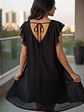 Vestido Negro Mujer de Gasa con Brillos de Fiesta - Miniatura 1