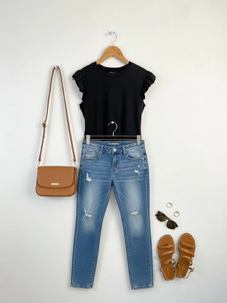 Polera Básica Mujer Negra de Rib | Carobaska 4