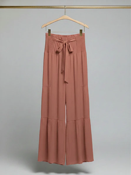 Pantalón Palazzo Mujer Terracota de Tiro Alto  4
