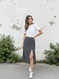 Falda Midi Mujer Negra con Estampado Floral y abertura - Miniatura 5
