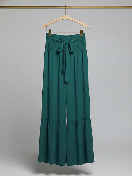 Pantalón Palazzo Mujer Verde Esmeralda Tiro Alto | Carobaska 4