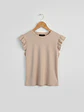 Polera Básica Beige Mujer Rib con Vuelos - Miniatura 4