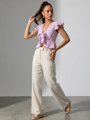 Top Lila Romántico con Broderie y Amarras Diseño de Autor |  Carobaska