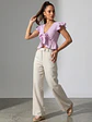 Top Lila Mujer con Broderie y Amarras - Miniatura 2