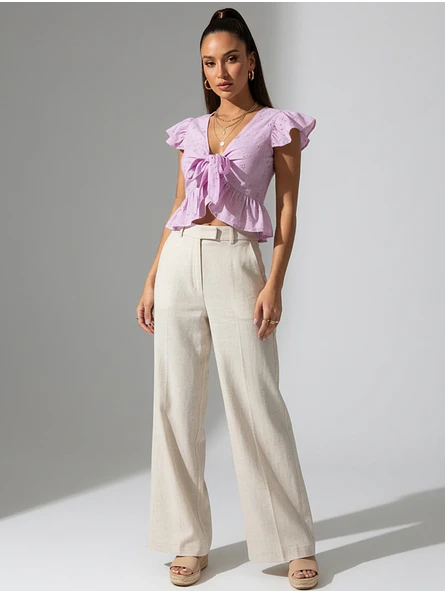 Top Lila Mujer con Broderie y Amarras 4