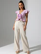 Top Lila Mujer con Broderie y Amarras - Miniatura 4