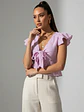 Top Lila Mujer con Broderie y Amarras - Miniatura 5