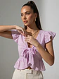 Top Lila Mujer con Broderie y Amarras - Miniatura 3