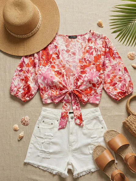 Top Floral Mujer con Lazo Multiforma Viscosa 7