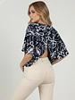 Polera Oversize Mujer Azul estampado Floral Manga Murciélago - Miniatura 4