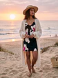 Vestido Mujer Negro con Estampado Floral - Miniatura 3