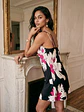 Vestido Mujer Negro con Estampado Floral - Miniatura 2