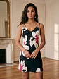 Vestido Mujer Negro con Estampado Floral - Miniatura 7