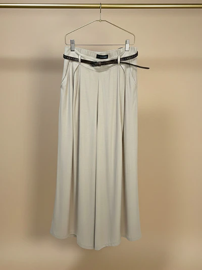 Pantalón Palazzo Beige Mujer con Pinzas