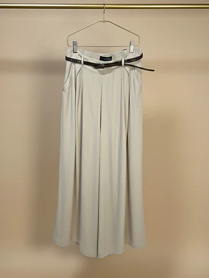 Pantalón Palazzo con pinzas Mujer Beige | Carobaska