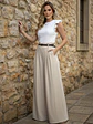 Pantalón Palazzo Beige Mujer con Pinzas - Miniatura 3