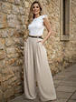 Pantalón Palazzo Beige Mujer con Pinzas - Miniatura 4