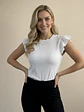 Polera Básica Blanca Mujer Rib con Vuelos - Miniatura 1