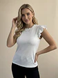 Polera Básica Blanca Mujer Rib con Vuelos - Miniatura 2