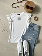Polera Básica Blanca Mujer Rib con Vuelos - Miniatura 3