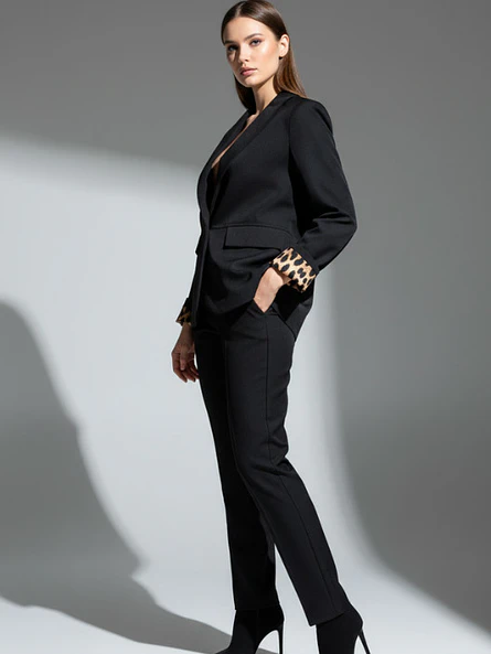 Blazer Negro Mujer con Forro Animal Print 1