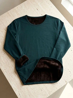 Polera Térmica Mujer Verde Petróleo Forrada Primera Capa