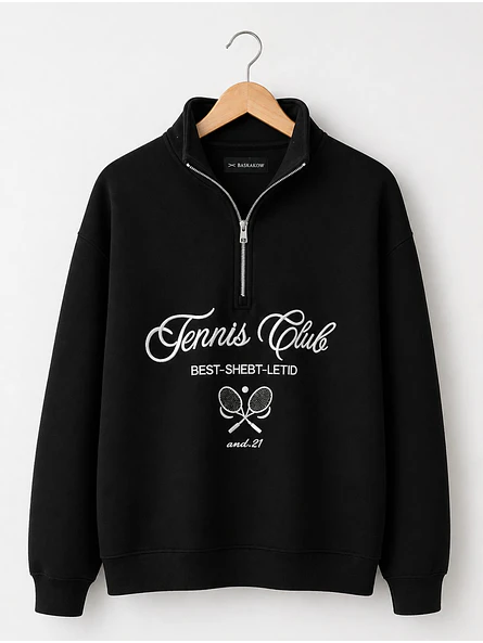 Poleron Oversize Mujer Forrado Medio Cierre | Tennis Club 10