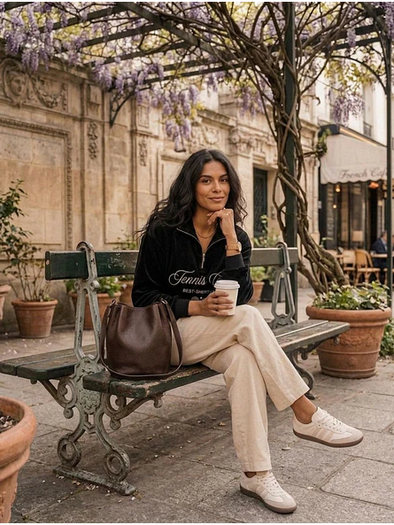 Poleron Oversize Mujer Forrado Medio Cierre | Tennis Club 11