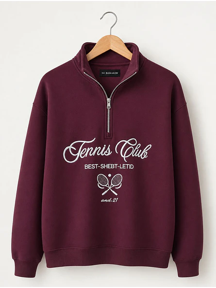 Poleron Oversize Mujer Forrado Medio Cierre | Tennis Club 16