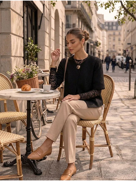 Chaleco tipo Capas Broche dorado Mujer  9