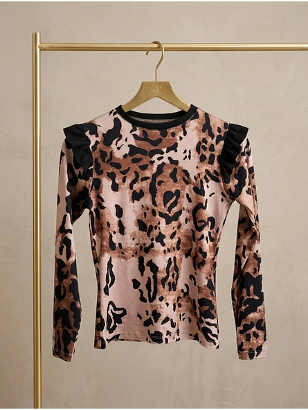 Polera Animal Print Café Mujer Manga Larga Invierno 2026 8