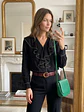 Blusa Negra con Volantes en Cascada y Ribete en Contraste - Miniatura 5