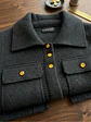 Chaqueta Negra Mujer con Botones Dorados Elegante - Miniatura 7