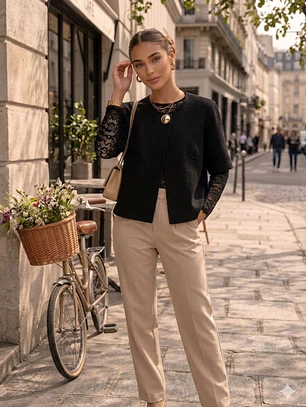 Chaleco Tipo Capa Mujer Broche Dorado Manga Codo