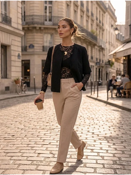 Chaleco Tipo Capa Mujer Broche Dorado Manga Codo 5