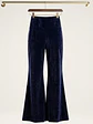 Pantalón Palazzo Terciopelo Azul Mujer Tiro Alto - Miniatura 1