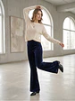 Pantalón Palazzo Terciopelo Azul Mujer Tiro Alto - Miniatura 2