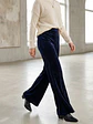 Pantalón Palazzo Terciopelo Azul Mujer Tiro Alto - Miniatura 3