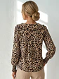 Blusa Animal Print Café Mujer Manga Larga Cuello Volantes - Miniatura 4