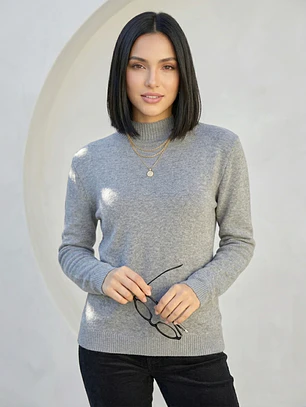Sweater Térmico Mujer Gris Forrado Invierno Chile