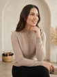 Sweater Térmico Mujer Beige Forrado Invierno Chile - Miniatura 3