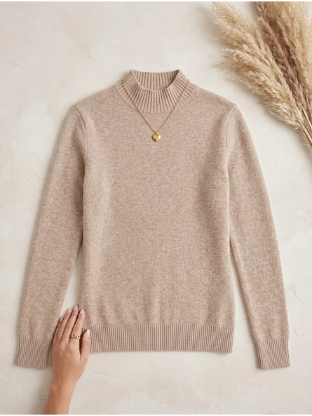 Sweater Térmico Mujer Beige Forrado Invierno Chile 5