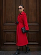 Abrigo Largo Rojo Mujer Paño Lana con Cinturón - Miniatura 1