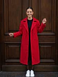 Abrigo Largo Rojo Mujer Paño Lana con Cinturón - Miniatura 7