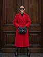 Abrigo Largo Rojo Mujer Paño Lana con Cinturón - Miniatura 8