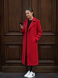 Abrigo Largo Rojo Mujer Paño Lana con Cinturón - Miniatura 10